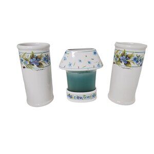 Rare Hallmark Natures Sketchbook Marjolien Baskin 3-Piece Candle Holder Set.